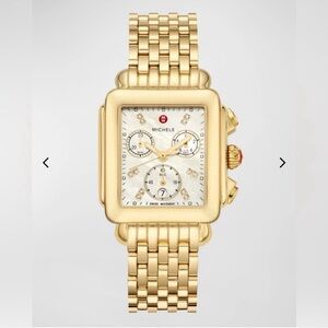 Michele Stainless Steel Gold Plated Deco Watch*LISTING PRICE FIRM*
